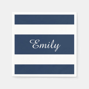 Serviette En Papier Motif Rayures Bleues Modernes Nom