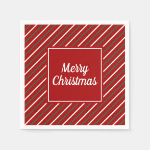 Serviette En Papier Motif rayures rouges festives Noël 