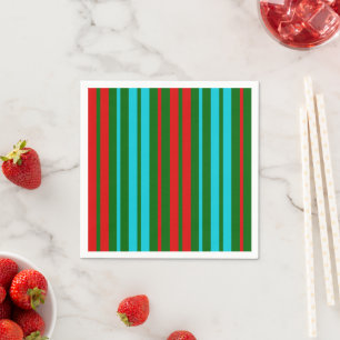 Serviette En Papier Motif rayures vert rouge bleu  