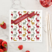 Serviette En Papier Motif Red Christmas Reindeer#12 ID1009 (En situation)