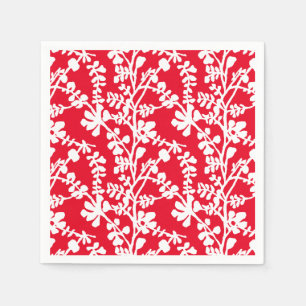 Serviette En Papier Motif répété Floral Rouge Et Blanc