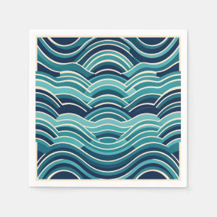 Serviette En Papier Motif répétitif de vagues océaniques géométriques