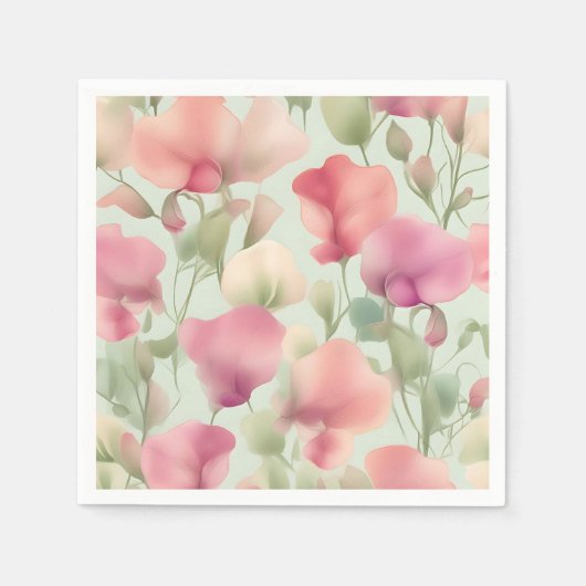 Serviette En Papier Motif Retro Pastel Sweet Pea (Devant)