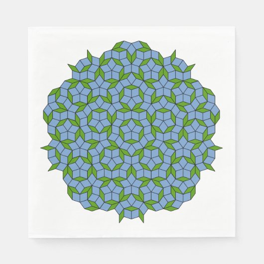 Serviette En Papier Motif Rhombus Penrose vert et bleu (Devant)