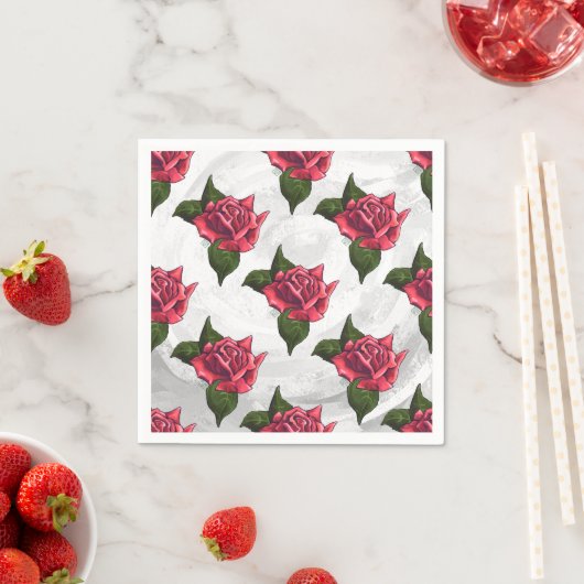 Serviette En Papier Motif rose (En situation)