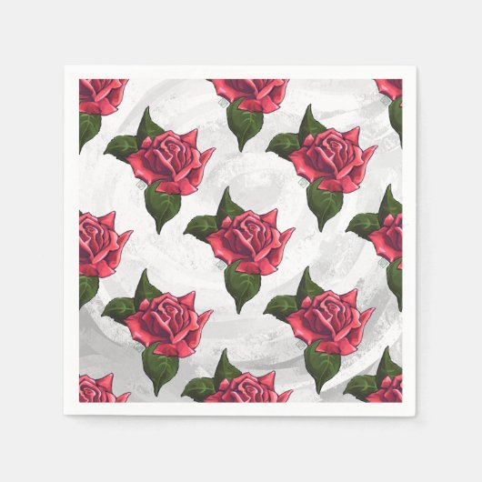 Serviette En Papier Motif rose (Devant)