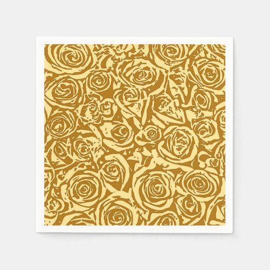 Serviette En Papier Motif Rose Abstrait moderne, Jaune de moutarde (Devant)