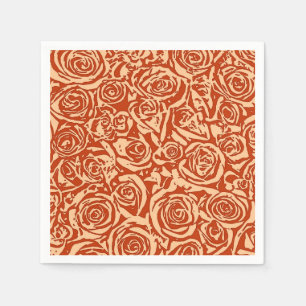 Serviette En Papier Motif Rose Abstrait moderne, Mandarin Orange