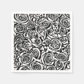 Serviette En Papier Motif Rose Abstrait moderne, noir et blanc (Devant)