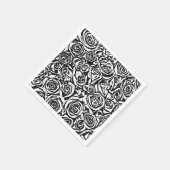 Serviette En Papier Motif Rose Abstrait moderne, noir et blanc (Coin)