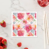 Serviette En Papier Motif rose Aquarelle Peony (En situation)