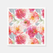 Serviette En Papier Motif rose Aquarelle Peony (Devant)
