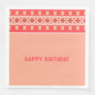 Serviette En Papier Motif Rose Blanc Et Fleur De Corail