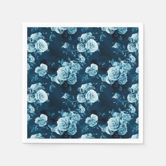 Serviette En Papier Motif Rose bleu classique (Devant)