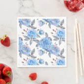 Serviette En Papier Motif rose bleu pastel (En situation)