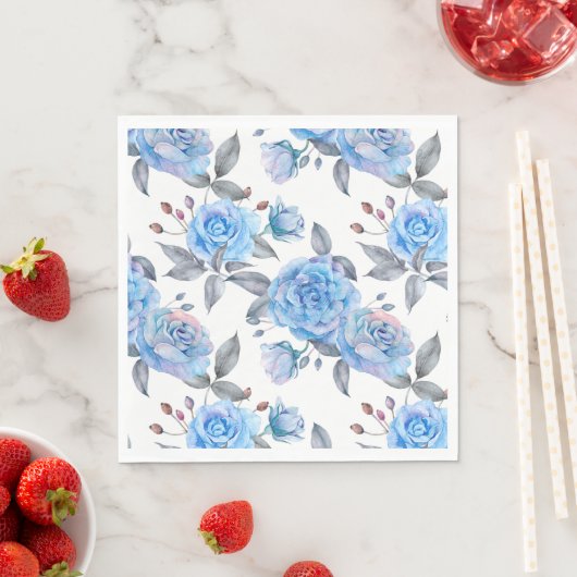 Serviette En Papier Motif rose bleu pastel (En situation)