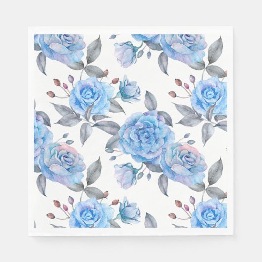 Serviette En Papier Motif rose bleu pastel (Devant)