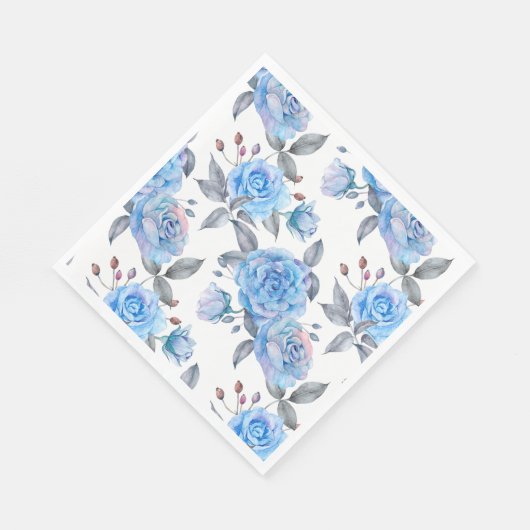 Serviette En Papier Motif rose bleu pastel (Coin)