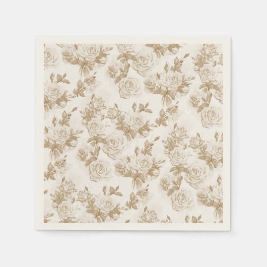 Serviette En Papier Motif Rose de crème (Devant)
