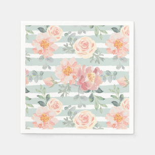 Serviette En Papier Motif rose de rayure d'Alicia