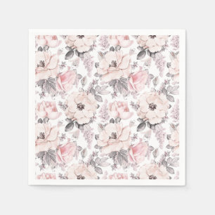 Serviette En Papier Motif rose et gris classique