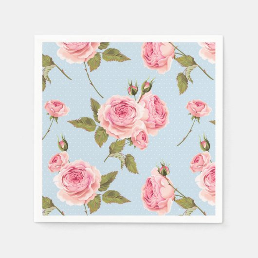 Serviette En Papier Motif rose et Pois (Devant)