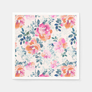 Serviette En Papier Motif rose et Turquoise