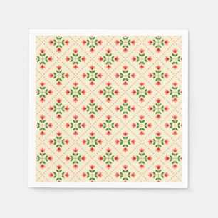 Serviette En Papier Motif rose et vert floral d'art populaire