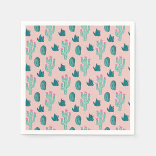 Serviette En Papier Motif rose et vert mignon Cactus