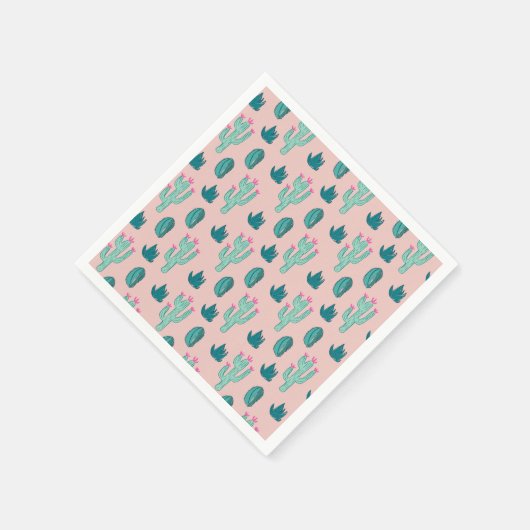 Serviette En Papier Motif rose et vert mignon Cactus (Coin)