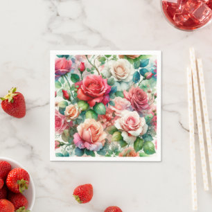 Serviette En Papier Motif Rose Fantaisiste