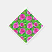 Serviette En Papier Motif Rose Fuchsia Pink (Coin)