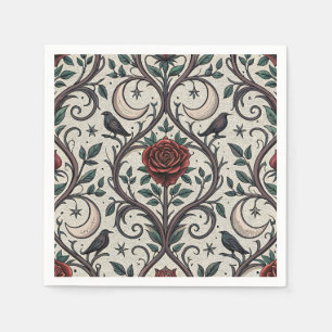 Serviette En Papier Motif Rose Gothique Foncé (1)