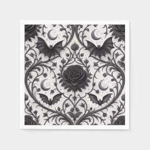 Serviette En Papier Motif Rose Gothique Foncé (3)