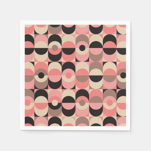 Serviette En Papier Motif rose moderne du milieu du siècle (Devant)