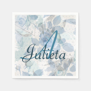 Serviette En Papier Motif Rose Monogramme