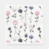 Serviette En Papier Motif rose noir moderne (Devant)
