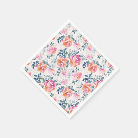 Serviette En Papier Motif Rose peint (Coin)