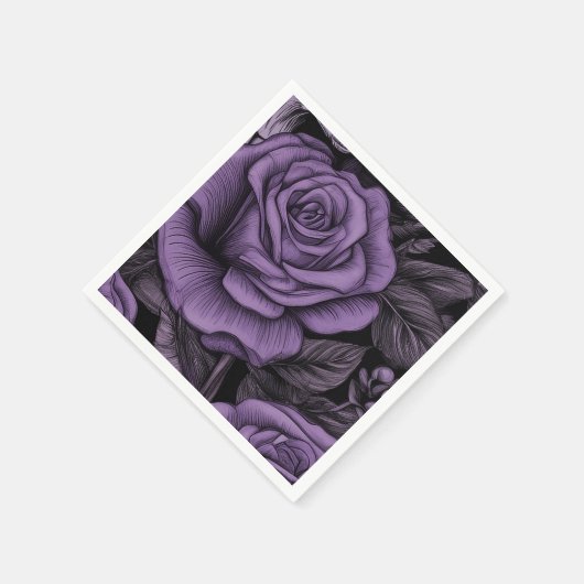 Serviette En Papier Motif Rose Pourpre, Mariage gothique, Amants (Coin)