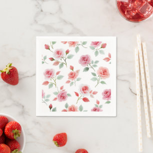 Serviette En Papier Motif rose rose, couleur douce,