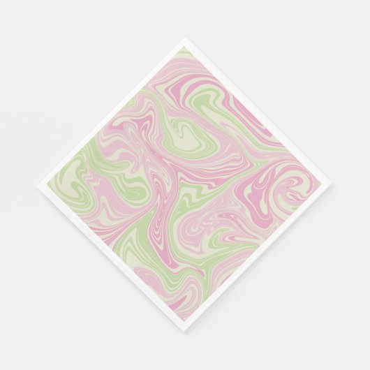 Serviette En Papier Motif rose vert à bille liquide (Coin)