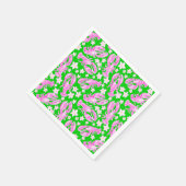 Serviette En Papier Motif Rose Vert Homard Prépa (Coin)