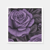 Serviette En Papier Motif Rose violet, mariage gothique, Amateurs (Devant)