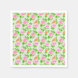 Serviette En Papier Motif Roses Roses Fleurs