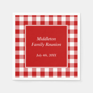 Serviette En Papier Motif rouge et blanc de guingan personnalisé