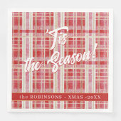 Serviette En Papier Motif rouge Gold Plaid N° 2 ID1009 (Devant)