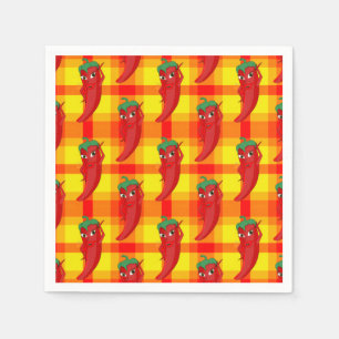Serviette En Papier Motif rouge Pepper Diva orange jaune Plaid