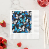 Serviette En Papier Motif sans couleur foncée avec papillons bleus Mor (En situation)