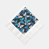 Serviette En Papier Motif sans couleur foncée avec papillons bleus Mor (Coin)