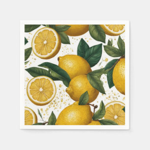 Serviette En Papier Motif sans couture avec citrons jaunes et silice d